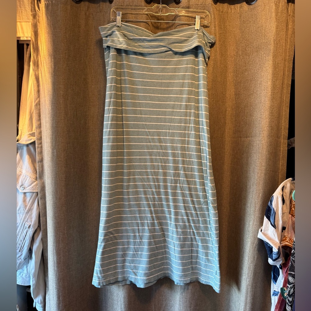 Quiksilver Blue and White Striped Maxi Skirt